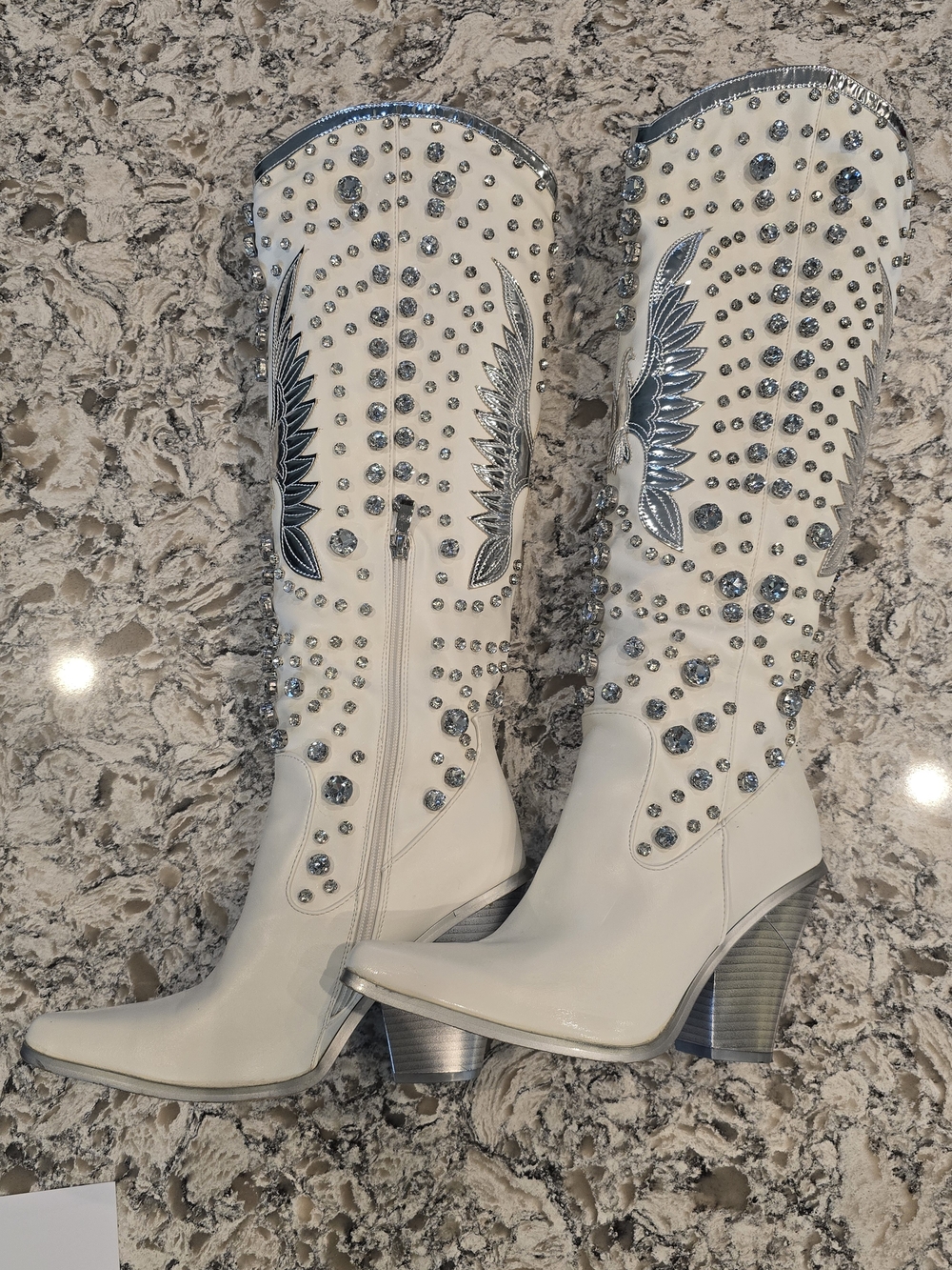 SHOWSTOPPER Azalea Wang Upbeat Crystal Western Knee-High Boots Size 8